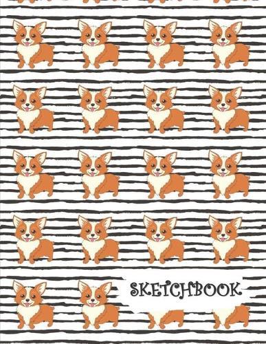 Sketchbook: Corgi Dog with Black Stripes Fun Framed Drawing Paper Notebook