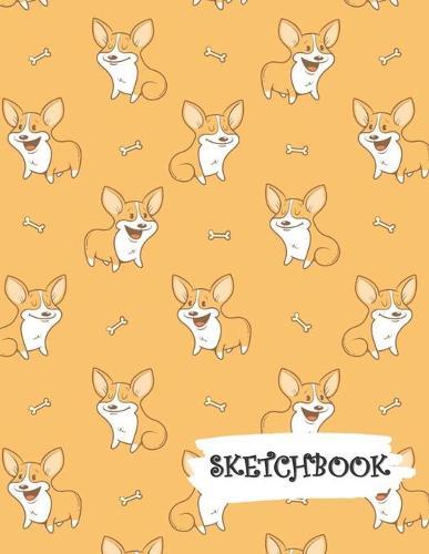 Sketchbook: Excited Orange Corgi Dog Fun Framed Drawing Paper Notebook