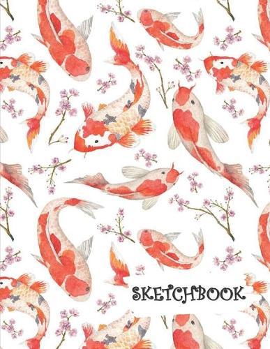 Sketchbook: Koi Fish & Cherry Blossoms Fun Framed Drawing Paper Notebook