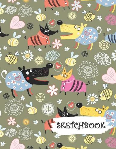 Sketchbook: Dressed Up Funny Dog Fun Framed Drawing Paper Notebook