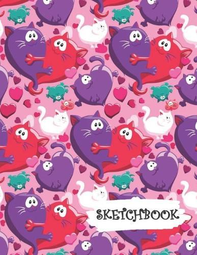 Sketchbook: In Love Cats Fun Framed Drawing Paper Notebook