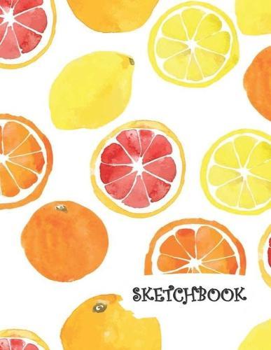 Sketchbook: Watercolor Grapefruit Lemon Orange Fun Framed Drawing Paper Notebook