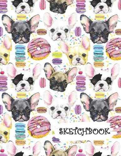 Sketchbook: Dog Donuts Macaroons Fun Framed Drawing Paper Notebook