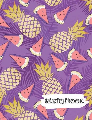 Sketchbook: Purple Pineapple and Watermelon Fun Framed Drawing Paper Notebook