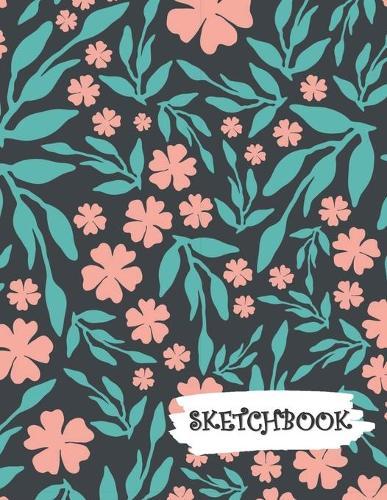 Sketchbook: Pink Peach Flowers Fun Framed Drawing Paper Notebook