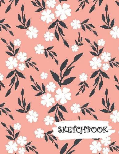 Sketchbook: Peach White Flowers Floral Fun Framed Drawing Paper Notebook