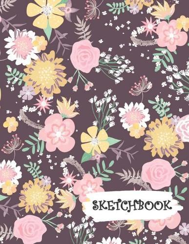 Sketchbook: Pink Yellow White Purple Floral Fun Framed Drawing Paper Notebook