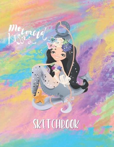 Sketchbook: Rainbow Colored Mermaid Kisses Fun Framed Drawing Paper Notebook