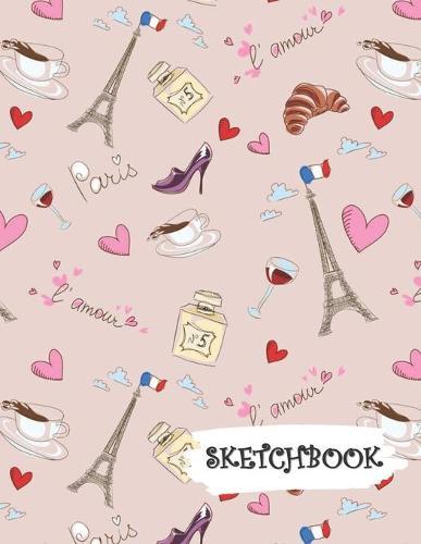 Sketchbook: Paris Cafe Wine Fun Framed Drawing Paper Notebook