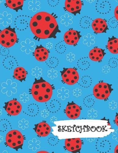 Sketchbook: Ladybug Blue Background Fun Framed Drawing Paper Notebook