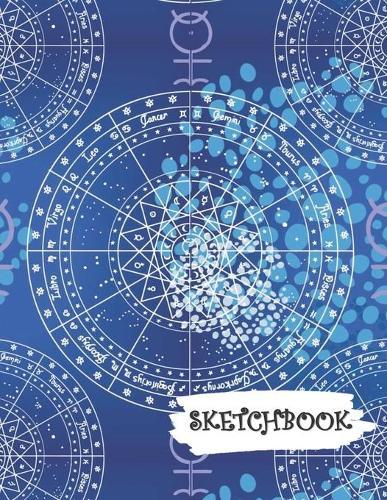 Sketchbook: Blue Horoscope Circles Fun Framed Drawing Paper Notebook
