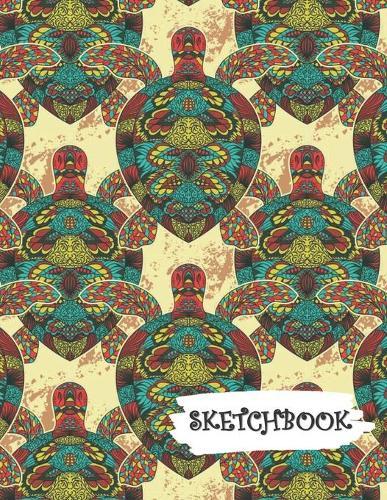Sketchbook: Retro Sea Turtle Fun Framed Drawing Paper Notebook