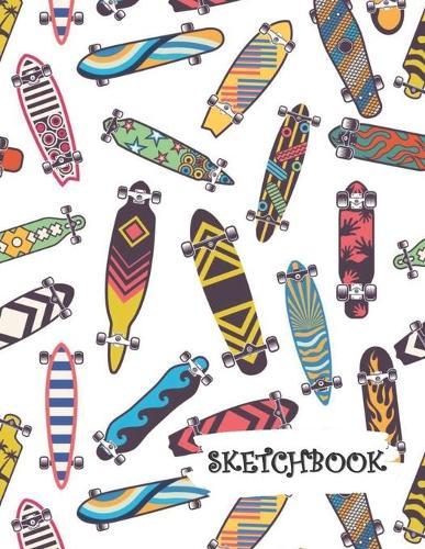 Sketchbook: Crazy Design Skateboard Fun Framed Drawing Paper Notebook