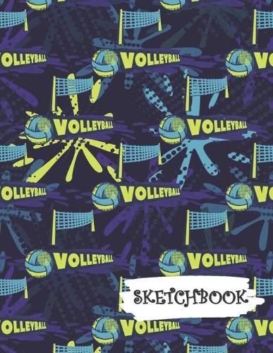 Sketchbook: Neon Volleyball Sport Fun Framed Drawing Paper Notebook