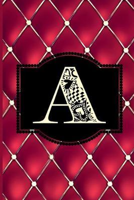 A: Monogram Journal or Diary. Captivating Ruby Red and Gold Diamond Design with a Decorative Uppercase Initial with Texture & Charm on a Vintage Black Cinema Marquee Notebook. (6 x9  110 Blank Lined Pages with Space for Date)