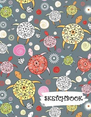 Sketchbook: Colorful Abstract Sea Turtles Fun Framed Drawing Paper Notebook