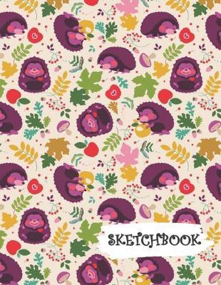 Sketchbook: Funny Purple Hedgehog Fun Framed Drawing Paper Notebook