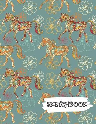 Sketchbook: Colorful Abstract Artist Horse Fun Framed Drawing Paper Notebook