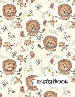 Sketchbook: Lion Monkey & Flowers Fun Framed Drawing Paper Notebook