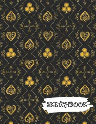 Sketchbook: Black Gold Deck Of Playing Cards Fun Framed Drawing Paper Notebook