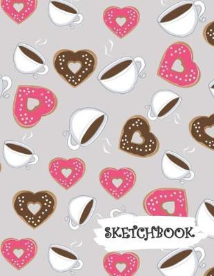 Sketchbook: Coffee & Heart Shaped Donuts Fun Framed Drawing Paper Notebook