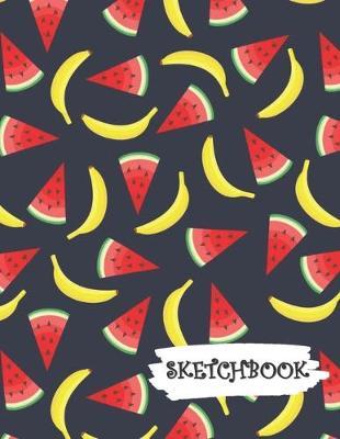 Sketchbook: Bright Cartoon Watermelon & Banana Fun Framed Drawing Paper Notebook