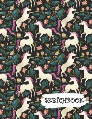 Sketchbook: Garden of Flowers Mystic Unicorn Fun Framed Drawing Paper Notebook