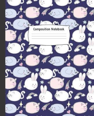 Composition Notebook: Cute College Ruled Line Paper Notebook - Perfect size for your School Bag - High quality paper - Multipurpose School Workbook for Teens or Kids Students - PRETTY RABBIT, PINK AND ELEPHANT DESIGN.