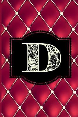 D: Monogram Journal or Diary. Captivating Ruby Red and Gold Diamond Design with a Decorative Uppercase Initial with Texture & Charm on a Vintage Black Cinema Marquee Notebook. (6 x9  110 Blank Lined Pages with Space for Date)