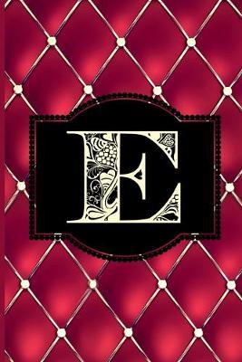 E: Monogram Journal or Diary. Captivating Ruby Red and Gold Diamond Design with a Decorative Uppercase Initial with Texture & Charm on a Vintage Black Cinema Marquee Notebook. (6 x9  110 Blank Lined Pages with Space for Date)