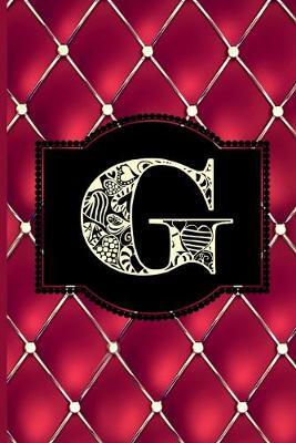 G: Monogram Journal or Diary. Captivating Ruby Red and Gold Diamond Design with a Decorative Uppercase Initial with Texture & Charm on a Vintage Black Cinema Marquee Notebook. (6 x9  110 Blank Lined Pages with Space for Date)