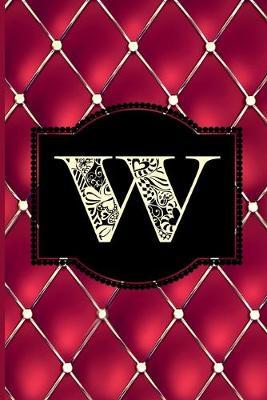 W: Monogram Journal or Diary. Captivating Ruby Red and Gold Diamond Design with a Decorative Uppercase Initial with Texture & Charm on a Vintage Black Cinema Marquee Notebook. (6 x9  110 Blank Lined Pages with Space for Date)