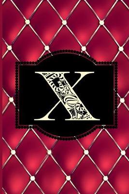 X: Monogram Journal or Diary. Captivating Ruby Red and Gold Diamond Design with a Decorative Uppercase Initial with Texture & Charm on a Vintage Black Cinema Marquee Notebook. (6 x9  110 Blank Lined Pages with Space for Date)