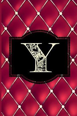 Y: Monogram Journal or Diary. Captivating Ruby Red and Gold Diamond Design with a Decorative Uppercase Initial with Texture & Charm on a Vintage Black Cinema Marquee Notebook. (6 x9  110 Blank Lined Pages with Space for Date)