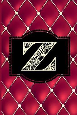 Z: Monogram Journal or Diary. Captivating Ruby Red and Gold Diamond Design with a Decorative Uppercase Initial with Texture & Charm on a Vintage Black Cinema Marquee Notebook. (6 x9  110 Blank Lined Pages with Space for Date)