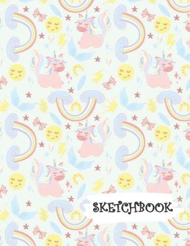 Sketchbook: Unicorn Moon Rainbow Fun Framed Drawing Paper Notebook