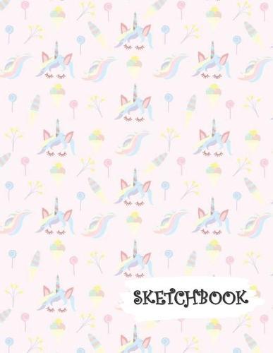 Sketchbook: Sweet Pink Unicorn Horn Fun Framed Drawing Paper Notebook