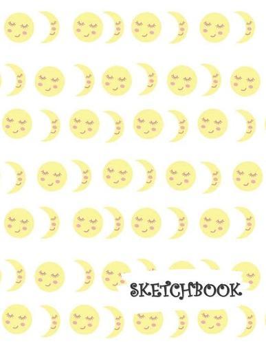 Sketchbook: Sweet Yellow Nighttime Moon Fun Framed Drawing Paper Notebook