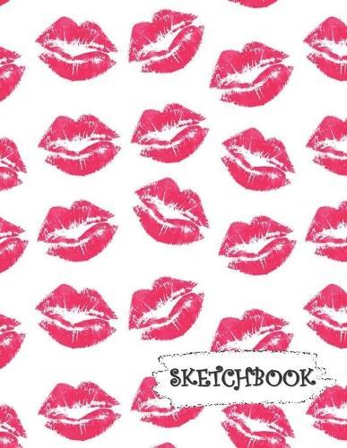 Sketchbook: Red Lips Kisses Fun Framed Drawing Paper Notebook