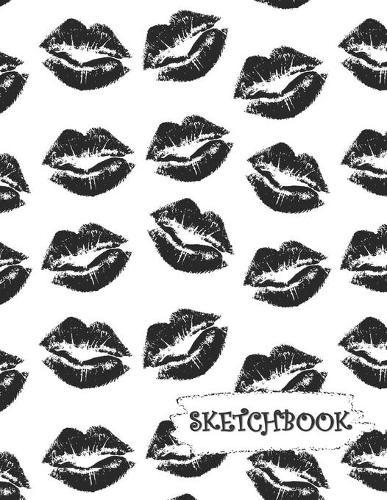 Sketchbook: Black & White Lips Kisses Fun Framed Drawing Paper Notebook