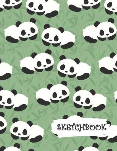 Sketchbook: Panda Bear Sleeping Green Background Fun Framed Drawing Paper Notebook