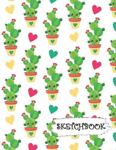 Sketchbook: Little Heart Kawaii Cactus Fun Framed Drawing Paper Notebook