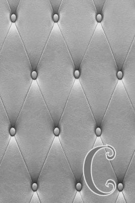 C: Writing Journal Notebook Personalized with Black Monogram Initial Letter on a Dramatic Charcoal Gray Diamond Shape Tufted background. (6 x9  110 Blank Lined Pages with Space for Date)