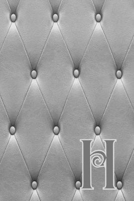 H: Writing Journal Notebook Personalized with Black Monogram Initial Letter on a Dramatic Charcoal Gray Diamond Shape Tufted background. (6 x9  110 Blank Lined Pages with Space for Date)