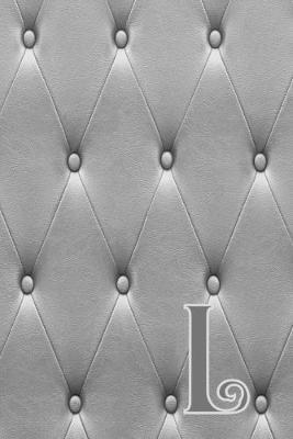 L: Writing Journal Notebook Personalized with Black Monogram Initial Letter on a Dramatic Charcoal Gray Diamond Shape Tufted background. (6 x9  110 Blank Lined Pages with Space for Date)