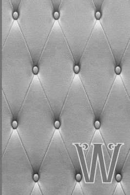 W: Writing Journal Notebook Personalized with Black Monogram Initial Letter on a Dramatic Charcoal Gray Diamond Shape Tufted background. (6 x9  110 Blank Lined Pages with Space for Date)