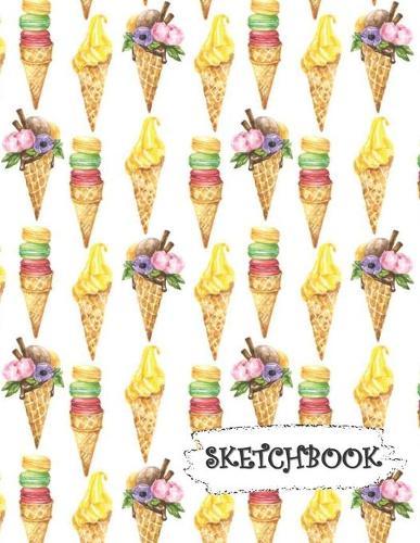 Sketchbook: Ice Cream Cones & Macaroons Fun Framed Drawing Paper Notebook