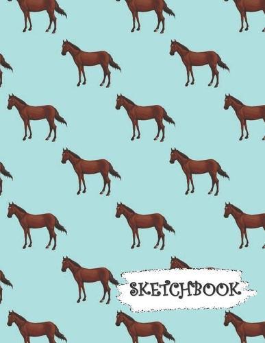 Sketchbook: Brown Horse with Blue Background Fun Framed Drawing Paper Notebook