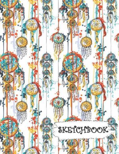 Sketchbook: Red Yellow Blue Splattered Dream Catcher Fun Framed Drawing Paper Notebook
