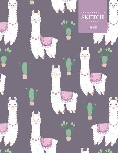 Sketch 110 Pages: Purple Llama Cactus Sketchbook for Kids, Teen and College Students - Succulent Llama Pattern